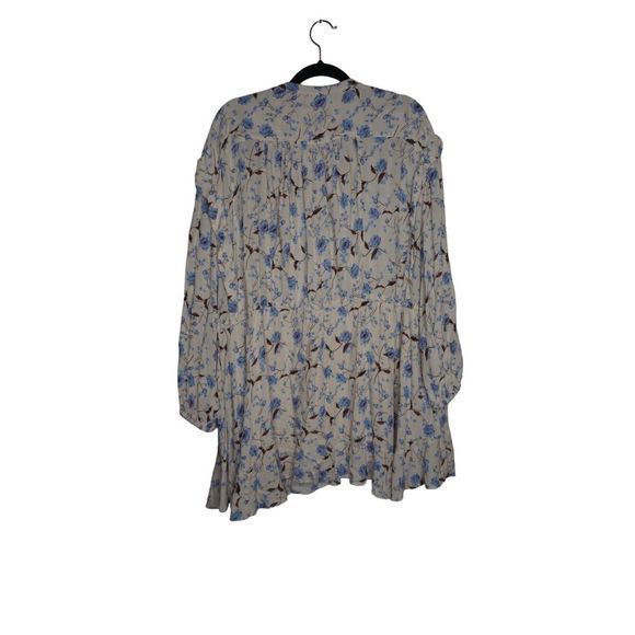 Free People Flower Fields Sz Small Floral Long Sleeve Mini Dress In Ivory - Picture 2 of 9